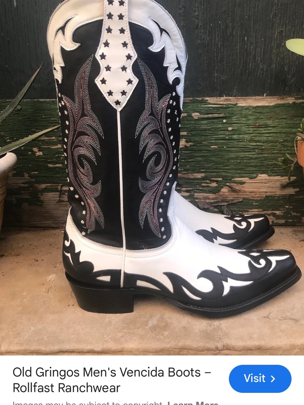 Old Gringo Black and White Men's Cowboy Boots
